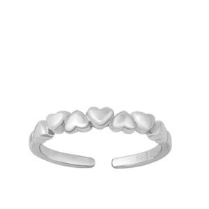 Sterling Silver Toe Ring – Mini Hearts | Adjustable